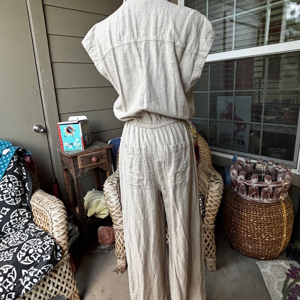 Universal Thread Beige Button-Front Jumpsuit - image 2